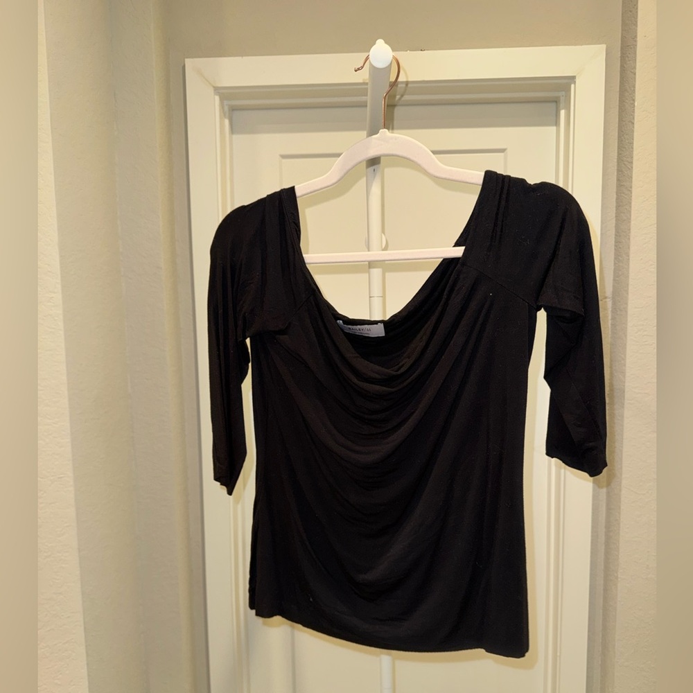 Bailey44 Black Off The Shoulder 3/4 Sleeve Top